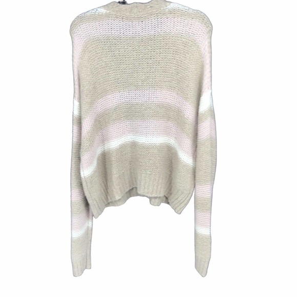 Free People Fine Time Stripe Latte Cardigan Beige & White - Picture 5 of 7